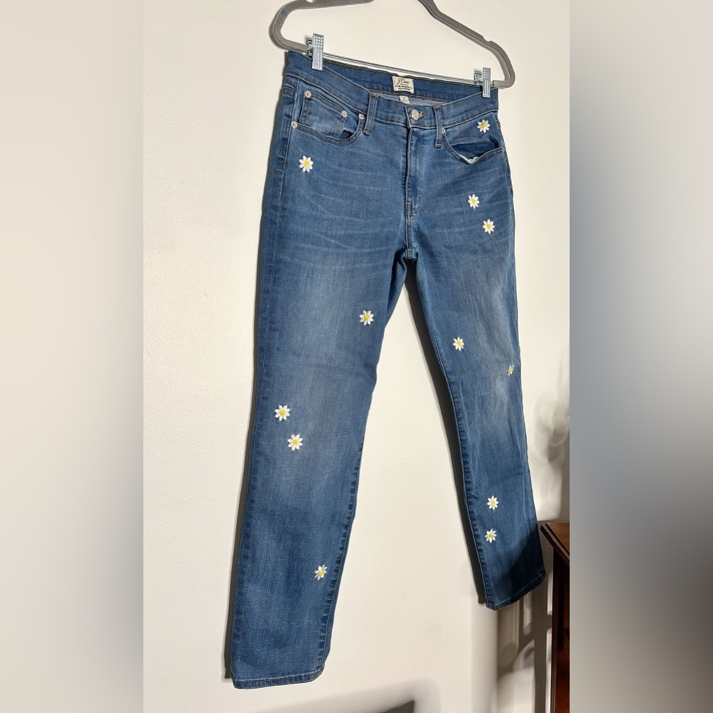 J. Crew Slim Boyfriend Jeans Size 27 Daisy Embroidery